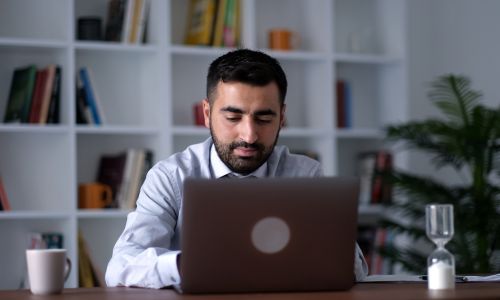 Man working from home on laptop