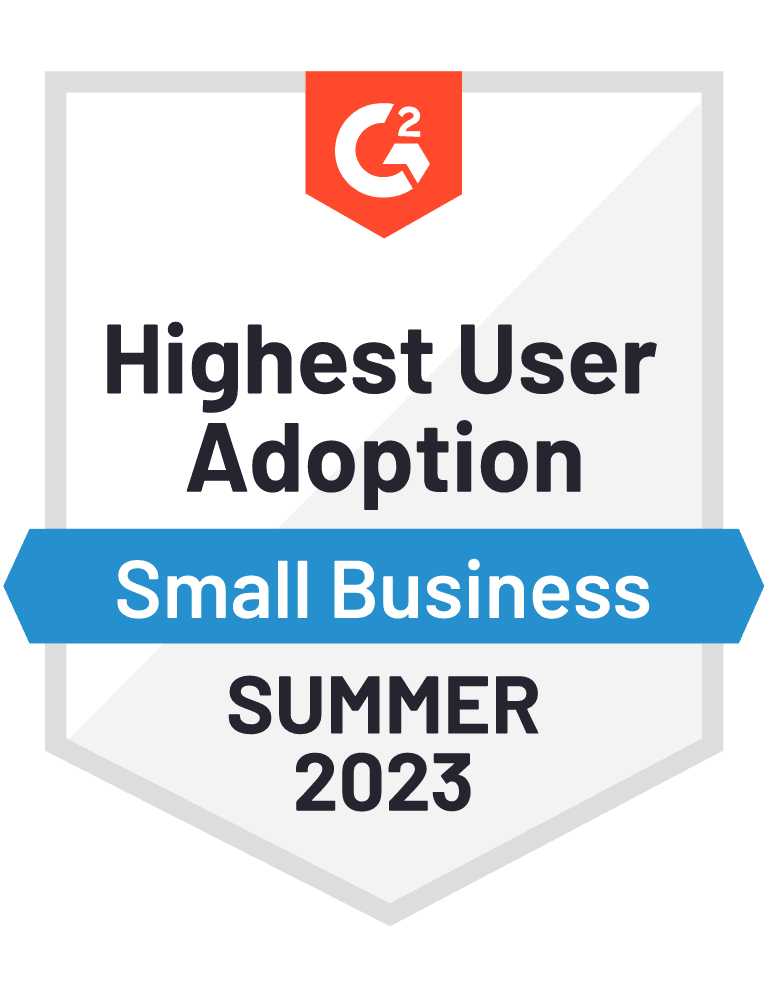 G2 Highest User Adoption eLearning Content for Small Business award