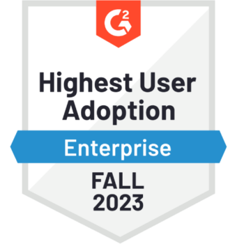 Highest user adoption award, Enterprise G2 Fall 2023